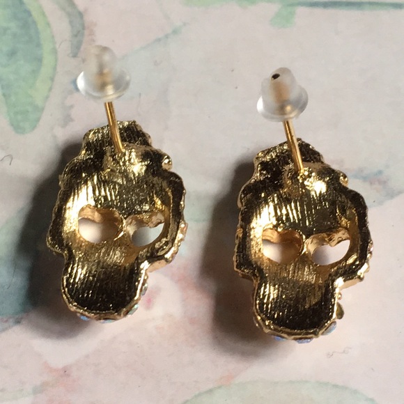 New! Sugar Skull Rhinestone Earrings - Picture 7 of 12